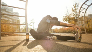 man stretching before workout